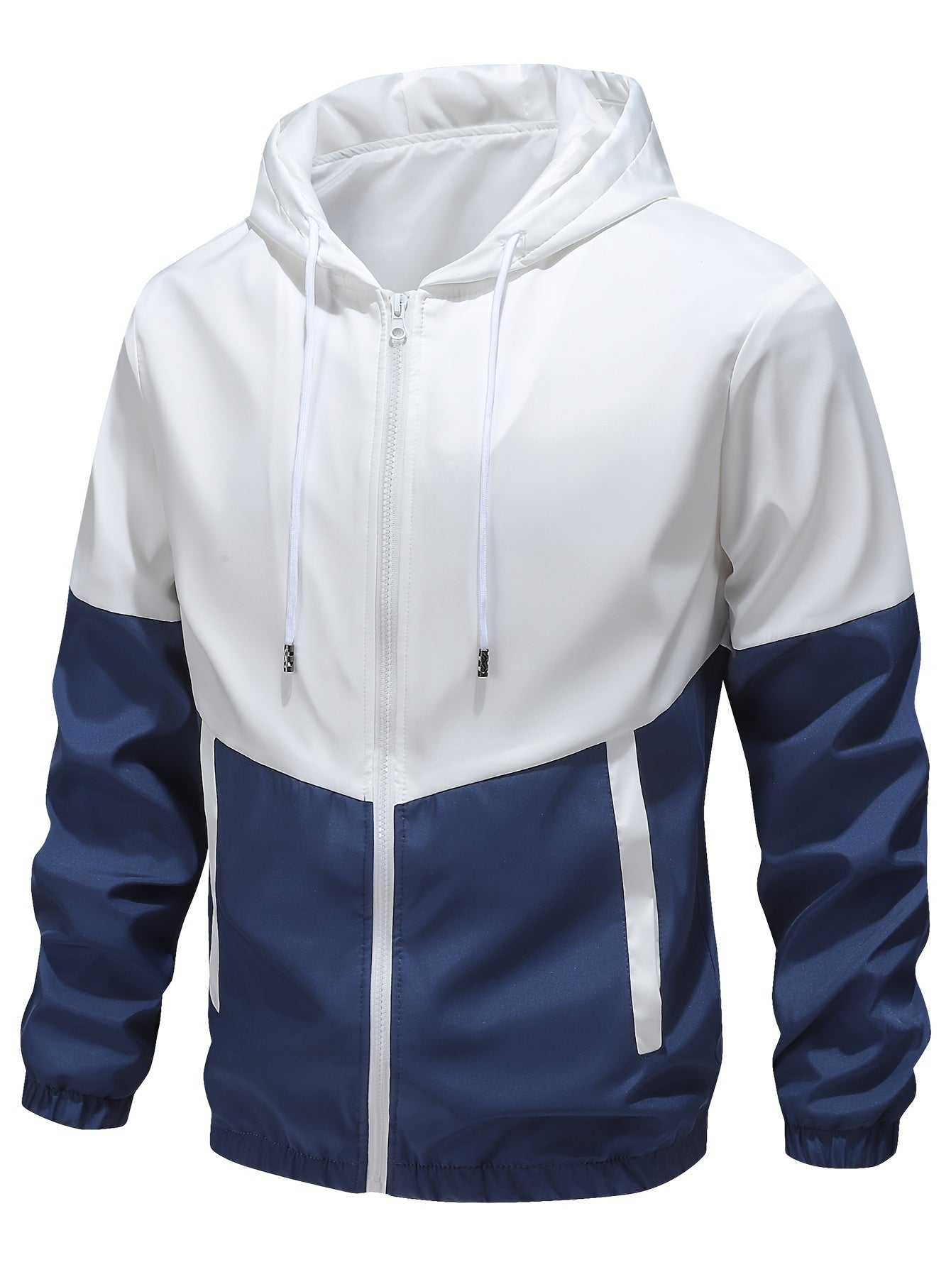 Men's Casual Sports Set, Spring/Autumn Hooded Jacket And Pants, 2-Piece Stylish Athletic Suit, Youth Fashion Trend, Color Block Design
