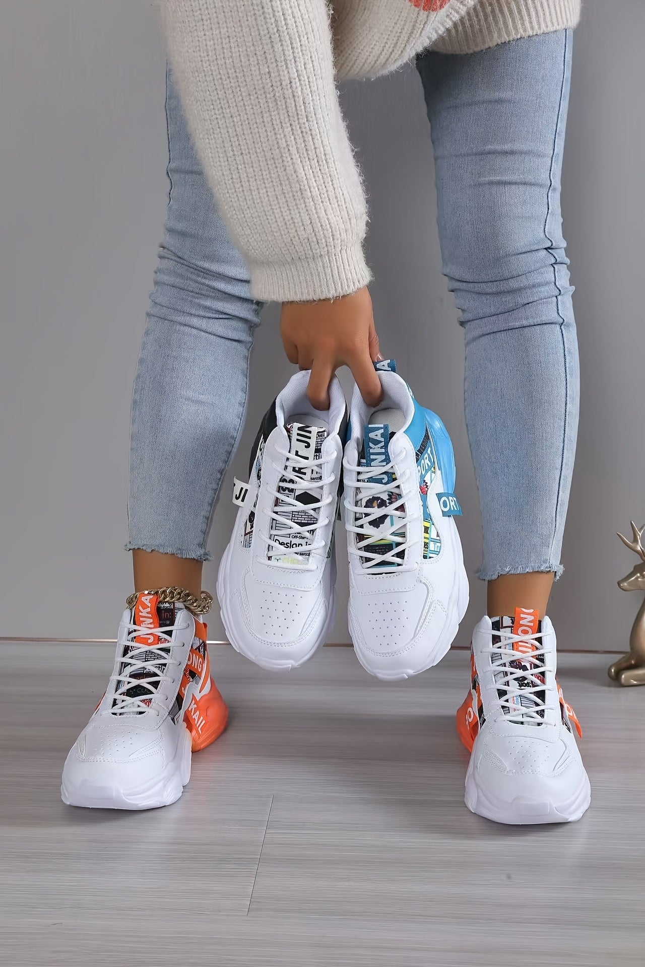 Women's Fashion Thick-Soled Sneakers, Street Style Breathable Casual Shoes for All Seasons