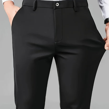 Men's Casual Straight Leg Pants, Chic Business Style Versatile Trousers for Daily Wear
