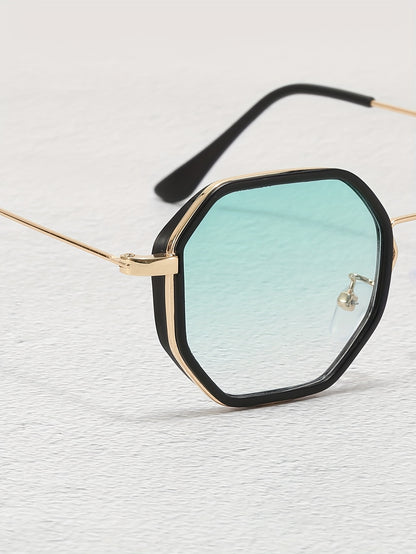 1 Pair of Men'S Geometric Copper Alloy Fashion Glasses with Red Lenses - Casual & Trendy, Ideal for, Daily Wear, and Holiday Gifts, Holiday Fashion Glasses|Sleek Metal Frame Glasses|Polycarbonate Lenses, Glasses