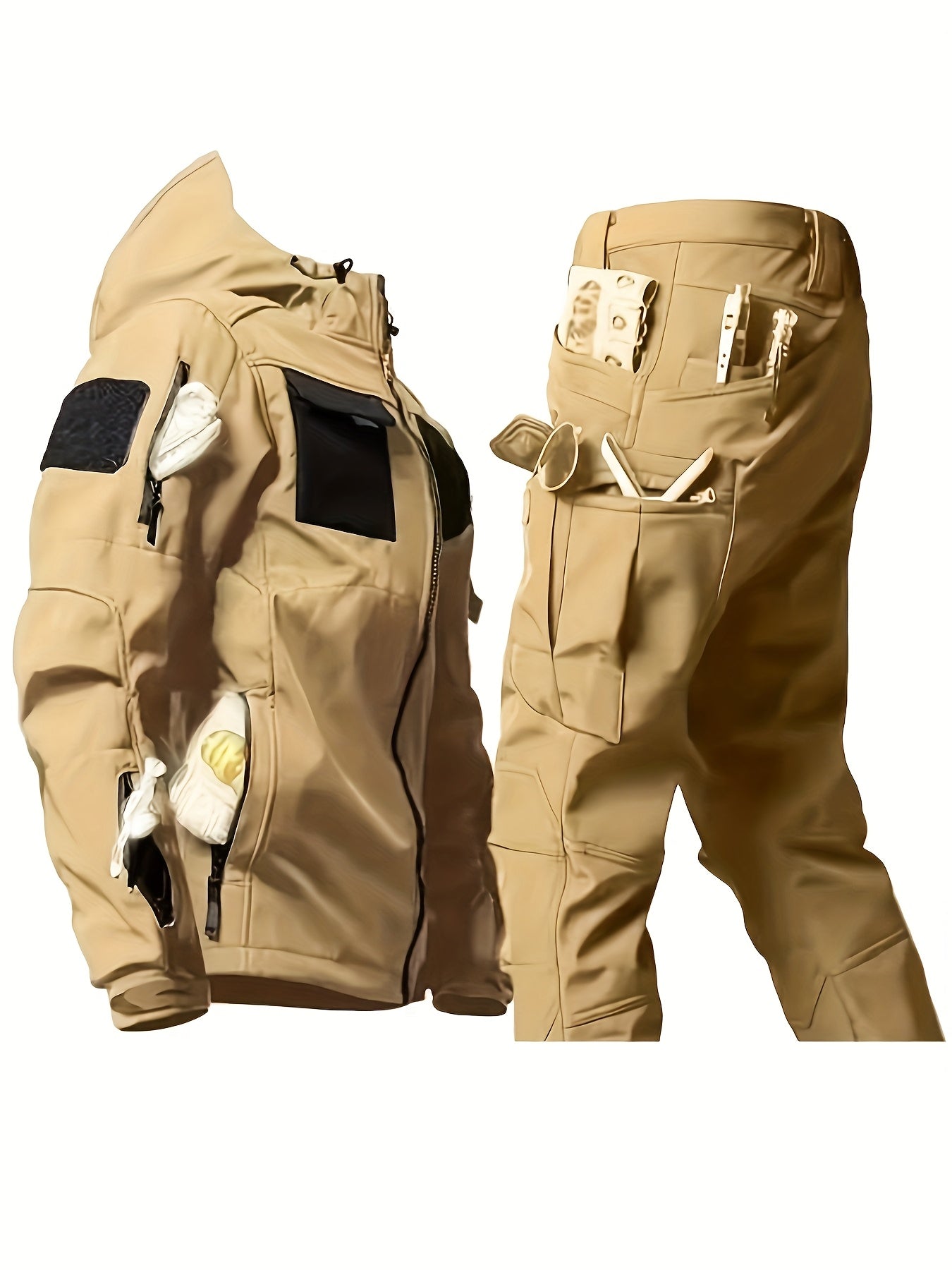 Men's Outdoor Sports Windproof and Plus Velvet Soft Shell Suit