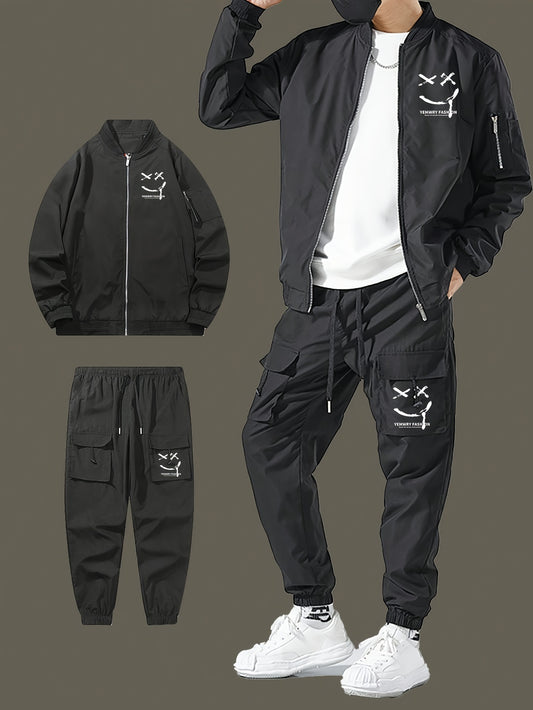 Men's Casual Minimalist Jacket and Trousers Suit