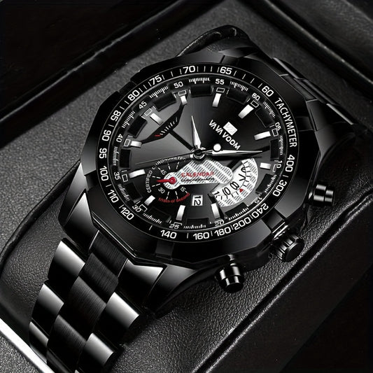 Men's Casual Sports Calendar Quartz Watch, Business Fashion Wristwatch