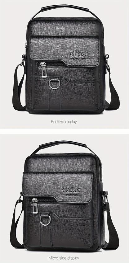 New Men's Crossbody Bag Messenger Bag with Mahogany Pattern Large Capacity Design PU Material Men's Casual Retro Adjustable Shoulder Bag for Going Out Valentine's Day Gift for Husband or Boyfriend
