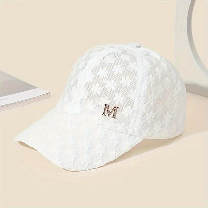 Adjustable Outdoor Casual Hat Breathable Hollow-Out Duckbill Cap Korean Style Summer Lace Flower Baseball Cap Fashion Versatile Sporty Hat Suitable for men and women.