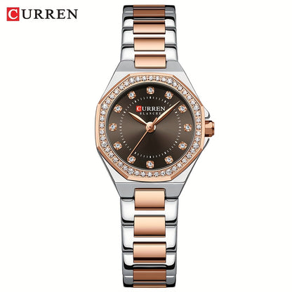 CURREN Women's Elegant Fashion Luxury Rhinestone-Adorned Small Dial Watch - Stainless Steel Band, Zinc Alloy Case,, Analog Display - Ideal for Business & Social Events, Perfect Gift, CURREN