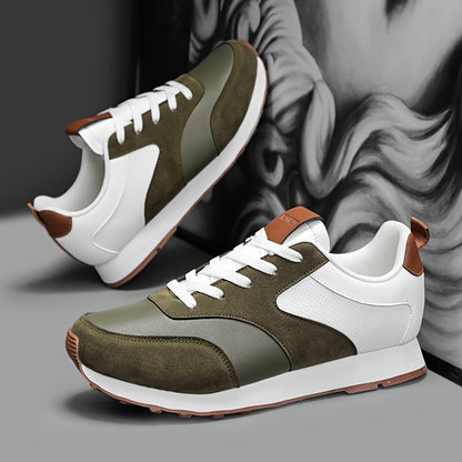 Men'S Breathable Athletic Sneakers - Lightweight, Soft, Non-Slip Running Shoes with EVA Sole for Sports, Travel & Casual Wear - White & Brown Two-Tone Design, Lace-Up Low Tops, All-Season Comfort, Sports Footwear, Sleek Sport