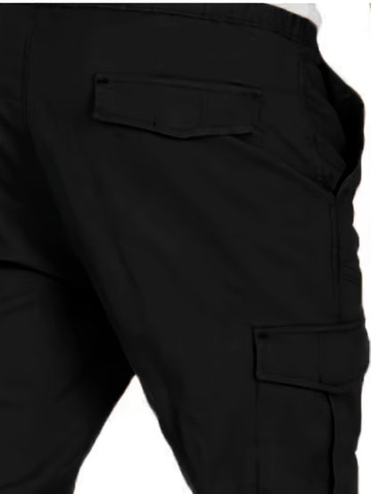 Men's Trendy Solid Footed Cargo Pants With Side Pocket, Comfy Casual Regular Fit Trousers For Men's Outdoor Activities