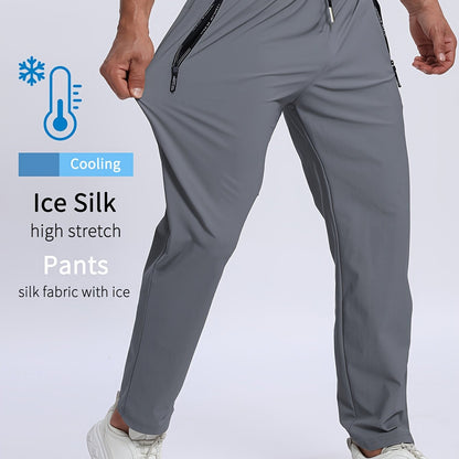 Men's sports trousers that absorb moisture and sweat, keep you dry and breathable, with pockets and drawstrings, zipper details, soft and comfortable soft-touch Men's jogging pants, lightweight and durable sports trousers, cl