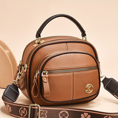 FIDM Wo 'S Synthetic Faux Leather Handbag - Chic Beige Multi-Compart T Handbag with Adjustable Strap, Zip Closure, And Polyester Lining for Everyday Use, Everyday Handbag|Sophisticated Design|Synthetic Faux Leather Purs