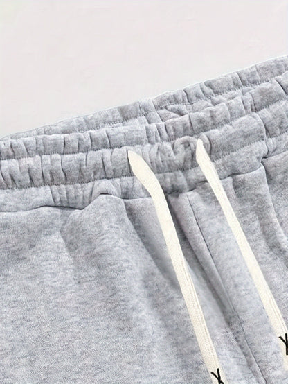 Men's Long Sleeve Hooded Sweatshirt + Threaded Sweatpants Set Spring and Autumn Solid Color Pullover Regular Long Sleeve T-shirt and Pants Belt Drawstring Casual Sports Trousers Two-piece Set