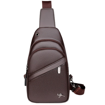 MOEPEQDAISHU Men's Synthetic Leather Crossbody Bag - Adjustable Strap, Multiple Compartments, Casual Style, Black, Perfect for Daily Commute, Casual Crossbody Bag | Modern Men's Bag | Textured Finish, Purse Crossbody