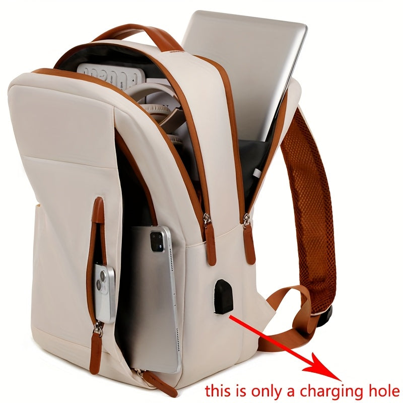Stylish Lightweight Laptop Backpack - Adjustable Shoulder Straps, Multiple Compartments, USB Charging Port, Perfect for Commuting, School, Travel & Business, Casual Style, Polyester Lining, Secure Zipper Closure, Laptop Carry