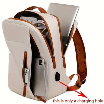 Stylish Lightweight Laptop Backpack - Adjustable Shoulder Straps, Multiple Compartments, USB Charging Port, Perfect for Commuting, School, Travel & Business, Casual Style, Polyester Lining, Secure Zipper Closure, Laptop Carry