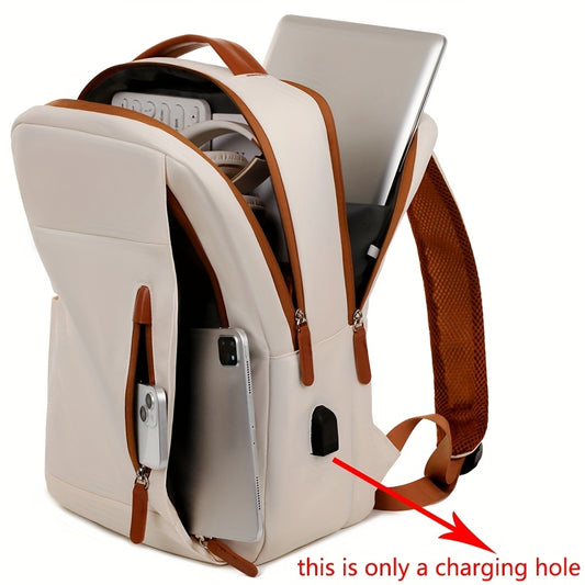 Stylish Lightweight Laptop Backpack - Adjustable Shoulder Straps, Multiple Compartments, USB Charging Port, Perfect for Commuting, School, Travel & Business, Casual Style, Polyester Lining, Secure Zipper Closure, Laptop Carry