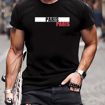 New Summer Round Collared Short Cuff T Dress for Men's Wear with Free Print