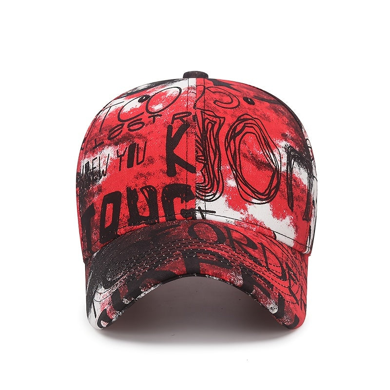Graffiti Floral Fabric Baseball Cap for Both Men And Women, a Trendy Streetwear Sunshade Hat.