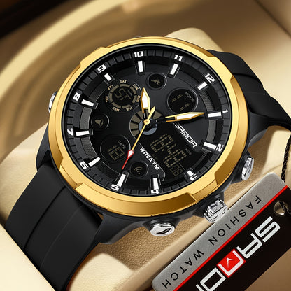 SANDA Men'S Digital Outdoor Sports Wristwatch,Waterproof Multifunctional Chronograph Quartz Watch For Gift Clock 9053