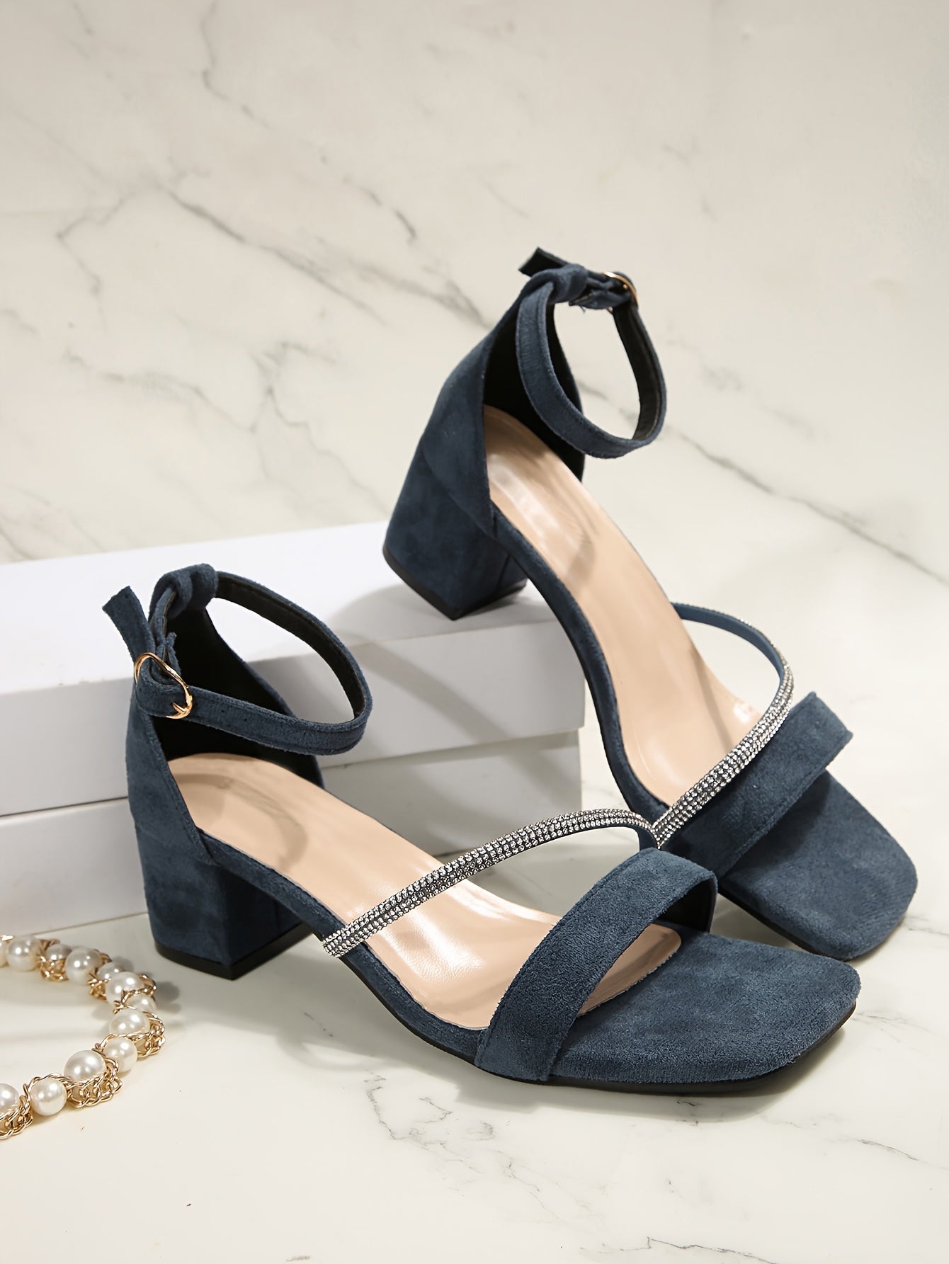 Women'S Fashionable Strappy Block Heel Sandals - Beige, Square Toe, Buckle Closure, All-Season Wear, Synthetic Faux Leather Upper & Insole, Stylish High Heel Sandals|Square Toe Sandals|Buckle Closure Sandals