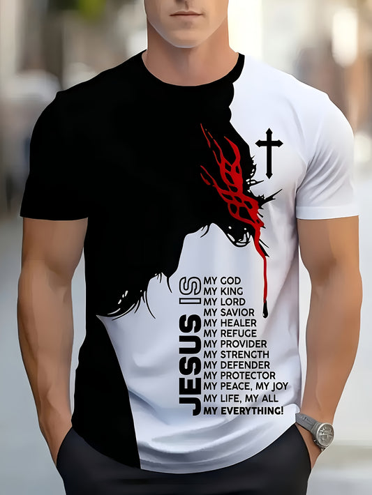 Mens Lion Print Short Sleeve Crew Neck T-Shirt Soft Breathable Casual Wear Outdoor Activities Summer Essential Clothing Tshirts