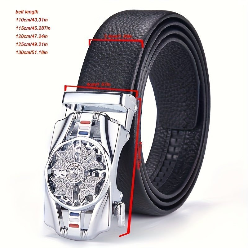 The Belt For Men With Automatic Buckle Is Of High Quality, Suitable For Young And Middle-aged Businessmen, Rotating Belt For Casual And Versatile Wear.