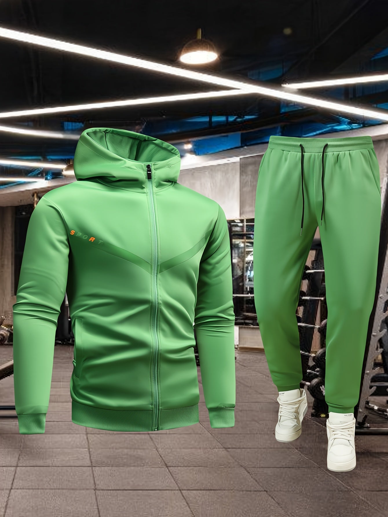 Men'S Sports Casual Suit, Spring and Autumn Hooded Cardigan Sweatshirt Set, Outdoor Sports Running Wear Fitness Home Clothes High-Quality Two-Piece Men'S Top and Bottom Outfit