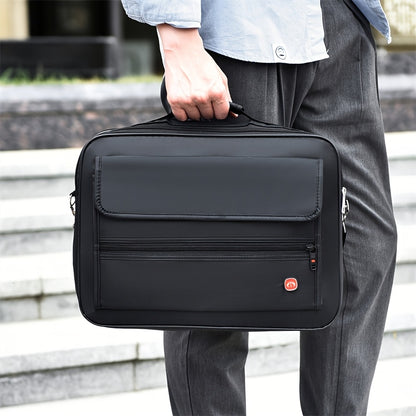 Men's Large Capacity Business Messenger Bag - Black Nylon Fabric, Adjustable Shoulder Strap, Multiple Compartments for Phone, Laptop, Tablet, Keys & Umbrella, Perfect for Work, Travel & Casual Use, Laptop Messenger Bag, Daily