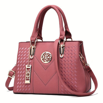 Classic Top Handle Satchel Bag, Fashion PU Bag, Women's Casual Handbag, Shoulder Bag & Tote Purse