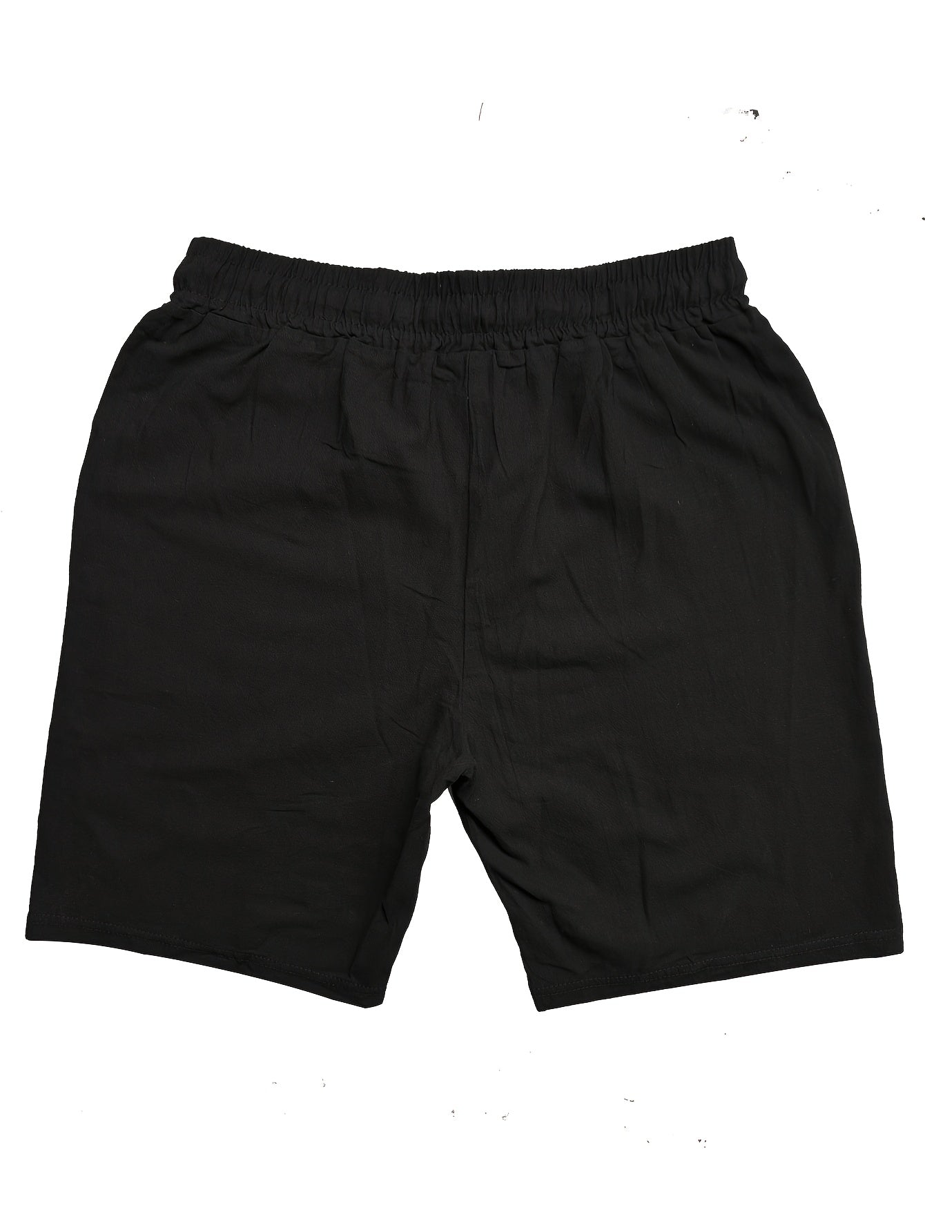 Men's Summer Cotton Drawstring Elastic Waist Straight-Leg Solid Color Breathable Casual Beach Shorts - 3pcs