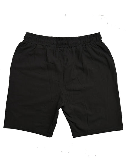Men's Summer Cotton Drawstring Elastic Waist Straight-Leg Solid Color Breathable Casual Beach Shorts - 3pcs