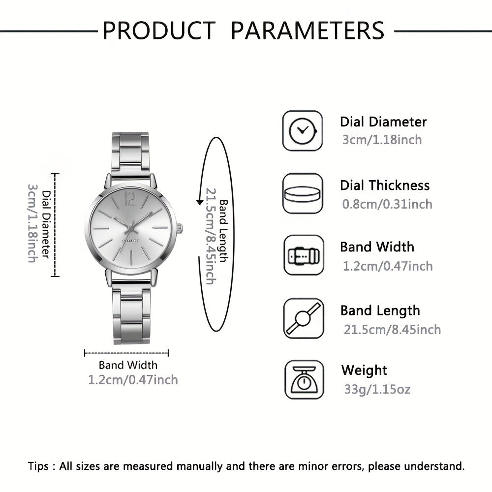 1pc or 4pcs/set Women's Fashion Quartz Watch with Silver Bracelet Set, The Perfect Gift for Her on Valentine's Day, Easter, Birthday and Christmas Does not include box