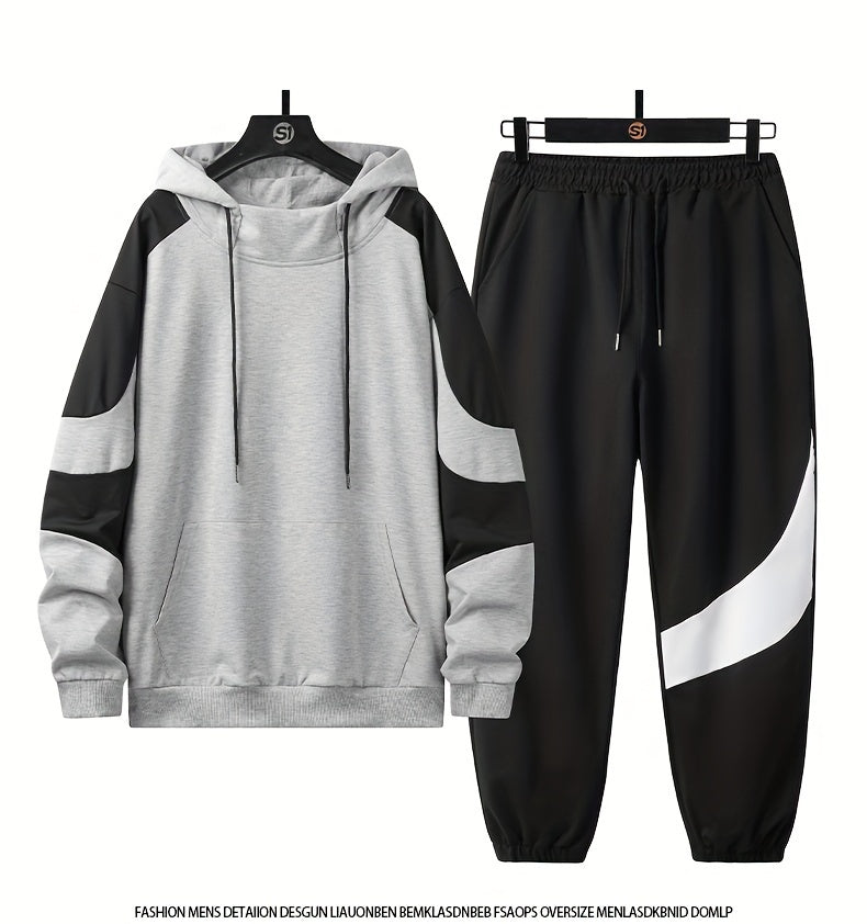 Men's Hooded Sweatshirt Set - 2024 New Autumn Casual Sporty Long Sleeve Outfit for Men