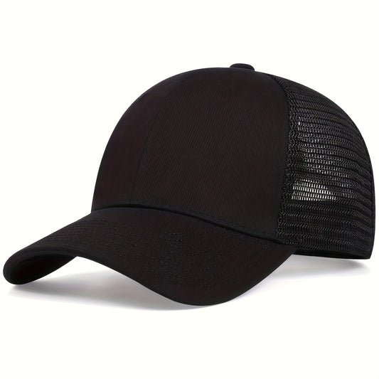 Micro Arc Baseball Cap, Trucker Hat Breathable Mesh Vintage Design Adjustable Brim Classic Six-Panel Stitched Lightweight Ventilated Fashionable Sun Protection Suitable for Outdoor Sports, Street Style, Casual Wear