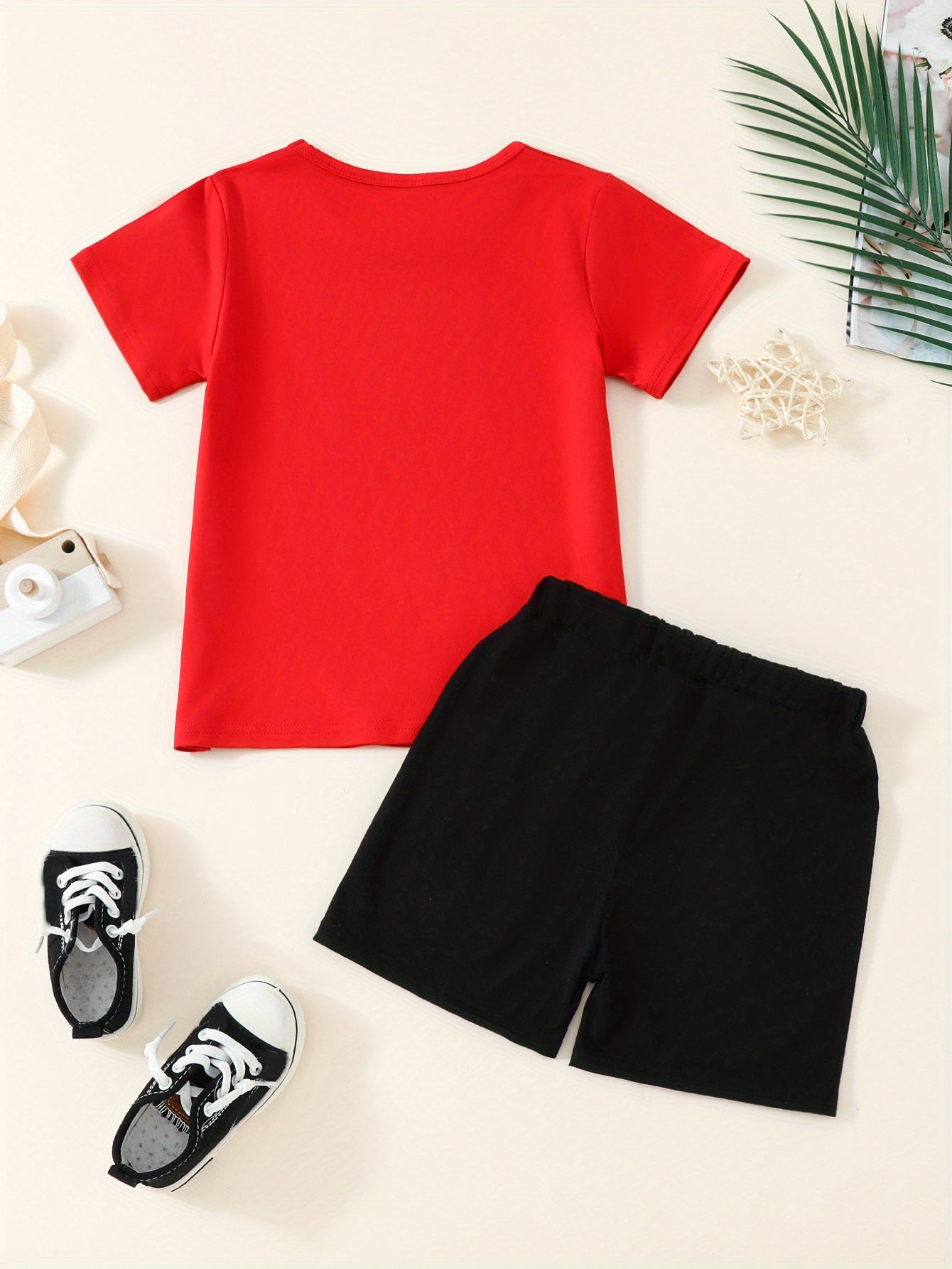 2pcs - Youngsters' Short Sleeve Shorts Set - Street Style Casual "Calvin" Letter Print, Vibrant Design - Summer Outdoor Outfit, Polyester Fabric, Comfortable for All Seasons, Daily Wear | Lively Printed Top | Stretchy Materia