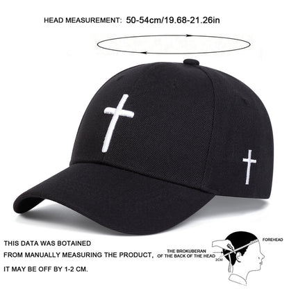 Adjustable Sun Protection Baseball Cap for Boys - Black with White Cross Design, Polyester, Fitted Closure, Ideal for Outdoor Activities, Travel, and Beach, Travel Headgear | Stylish Headgear | Adjustable Headgear