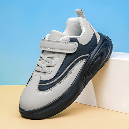 Youngsters' Stylish Athletic Footwear - Comfortable Non-Slip Soft Sole Walking Shoes for Boys & Girls, All-Season, Black & White with Hook and Loop Closure