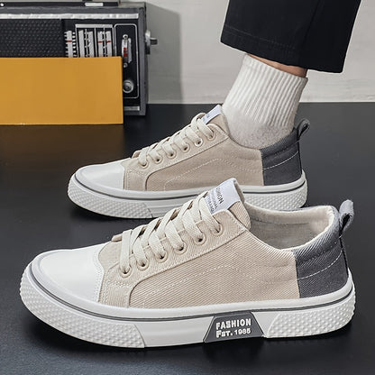 Men'S Breathable Fabric Casual Canvas Shoes, Low-Top Lace-Up Outdoor Sneakers, Trendy Skate Shoes.
