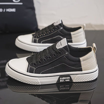 Men'S Breathable Fabric Casual Canvas Shoes, Low-Top Lace-Up Outdoor Sneakers, Trendy Skate Shoes.