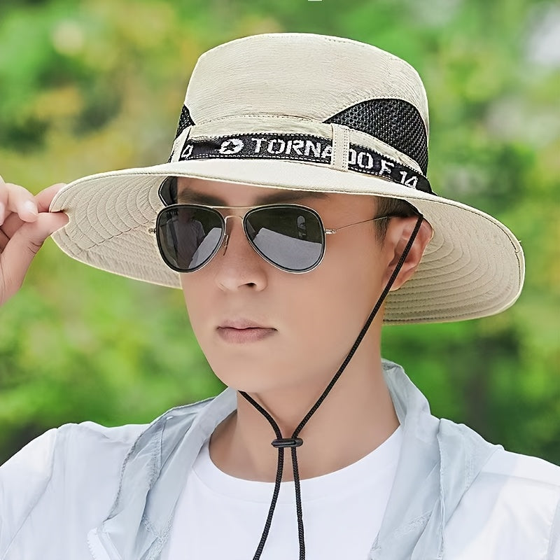 Men'S Black "TORNADO F-35.56cm Bucket Hat with Adjustable Strap - Stylish Outdoor Sun Protection, Ideal for Fishing, Hiking, and Summer Activities, Outdoor Sun Protection|Adjustable Headgear|Polyester Hat