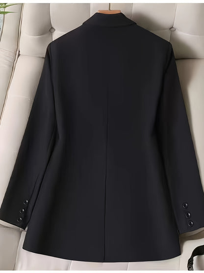 Women'S Chic Casual Blazer - Polyester, Solid Color, Long Sleeve, Button Front with Pockets, Loose Fit, Spring/Fall Jacket, Casual Wear Jacket|Minimalist Jacket|Single lapel Jacke