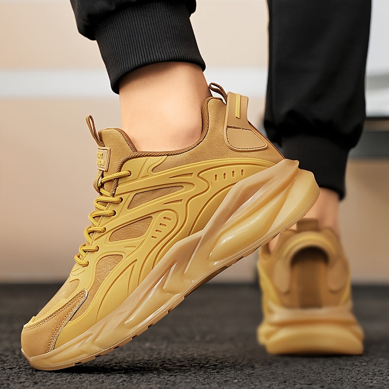 Men's Breathable Slip-Resistant Casual Sneakers - High-Elastic Shock Absorption, Lightweight Low-Top Design with PU Upper & PVC Sole for Hiking, Running, Daily Wear - All-Season Comfort, Breathable Shoes, Running Footwear, Sl