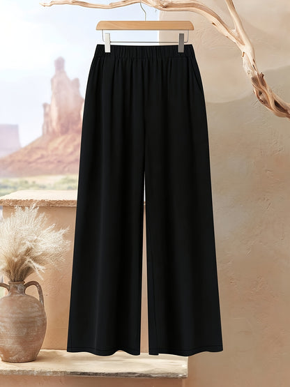 Plus Size, Women's Plus Size Printed Elegant Loose Long Sleeve Top and Pants Set