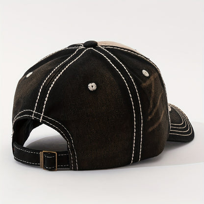 HAWAII Vintage Distressed Baseball Cap - Adjustable Lightweight Unisex Hat with 3D Embroidered Aloha Text, Dual-Tone Beige & Brown, Breathable Design for Men & Women, Daily Use & Vacation, Hawaiian Accessories, Casual Headwea