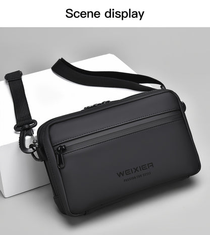 WEIXIER Men's Casual Nylon Handbag - Large Capacity with Adjustable Wrist Strap, Sleek Black for Daily Use, Valentine's Day Gift for Him, Outdoor Bag | Casual Style | Nylon Material