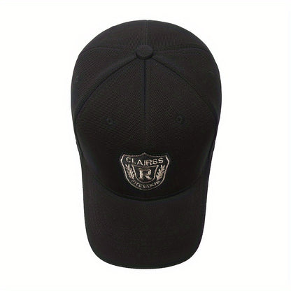 Unisex Baseball Cap with R Letter, Versatile Design, Wide-Brimmed Sun Hat with Badge for Large Head Sizes.