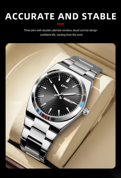 TPW Brand Men's Fashion Luminous Calendar Week Multifunctional Quartz Watch Men's Gifts