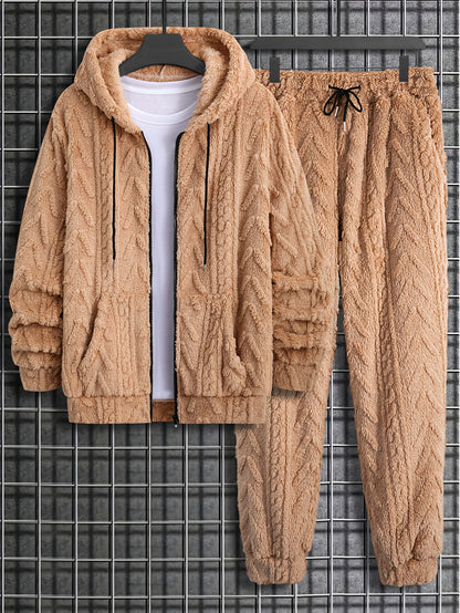 Men's Autumn and Winter Plush Sweatshirt Set