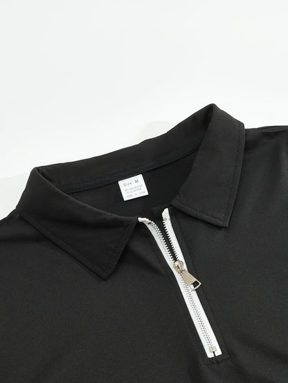 New Spring Fashion Casual Polo Shirt Zipper Men'S Casual Sports Long Pants Short Sleeve Two-Piece Set