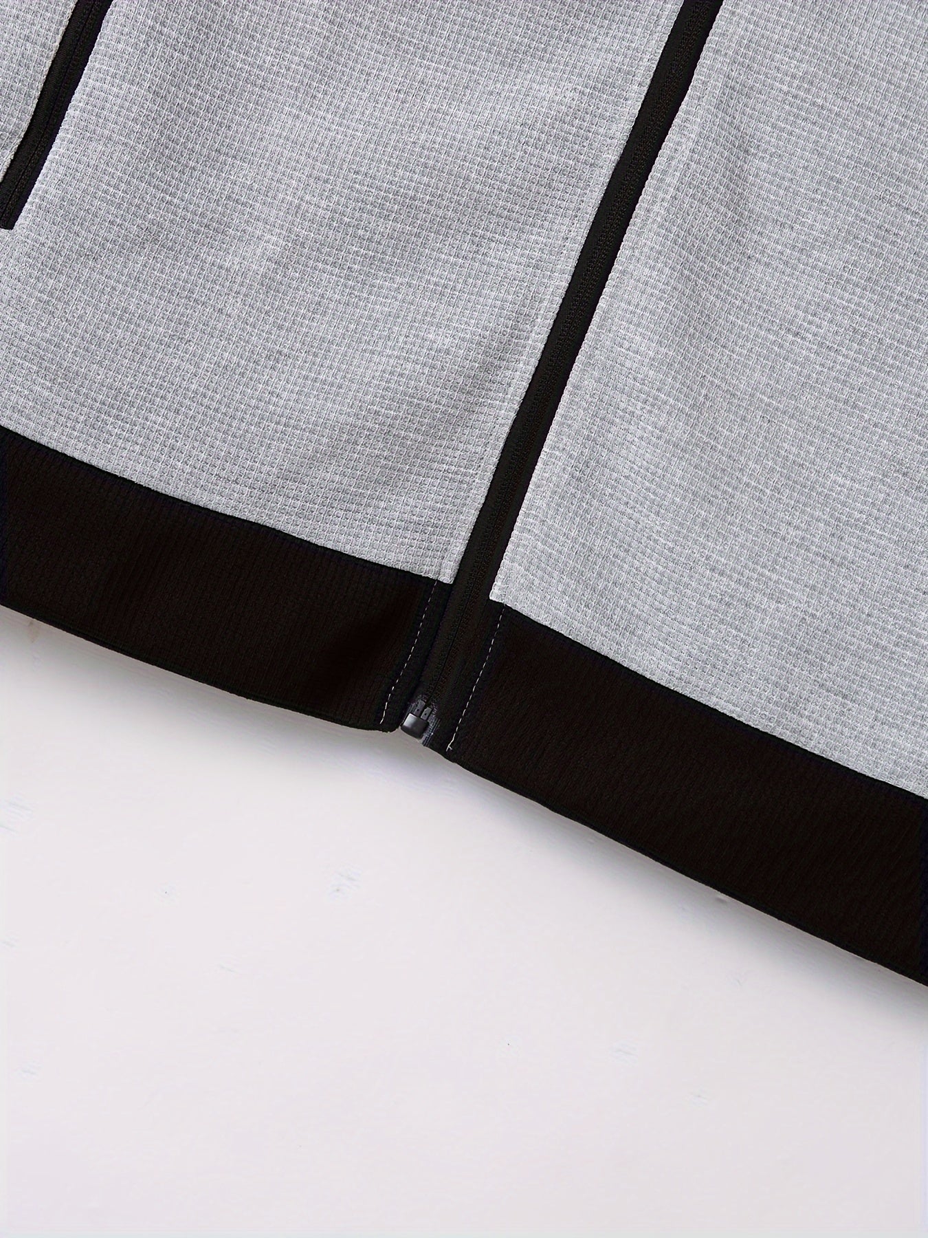 Men's Sporty Color Block Zip-Up Jacket & Joggers Set - Polyester Blend, Perfect for Spring/Fall