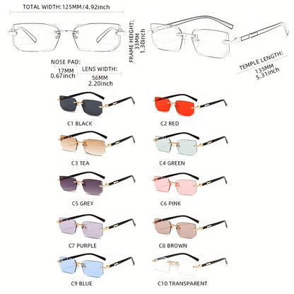 1pc Men's Fashion Rimless Fashion Glasses, Trendy Rimless Classic Small Square Summer Traveling Fashion Glasses, Ideal choice for Gifts